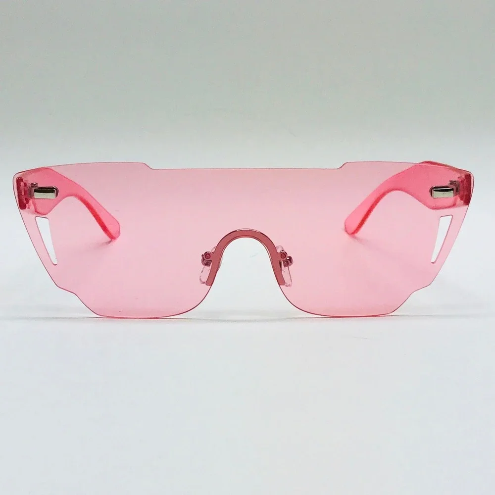 Rimless Shield Sunglasses Pink Fashion Visor Sun Glasses Women Trendy Luxury New